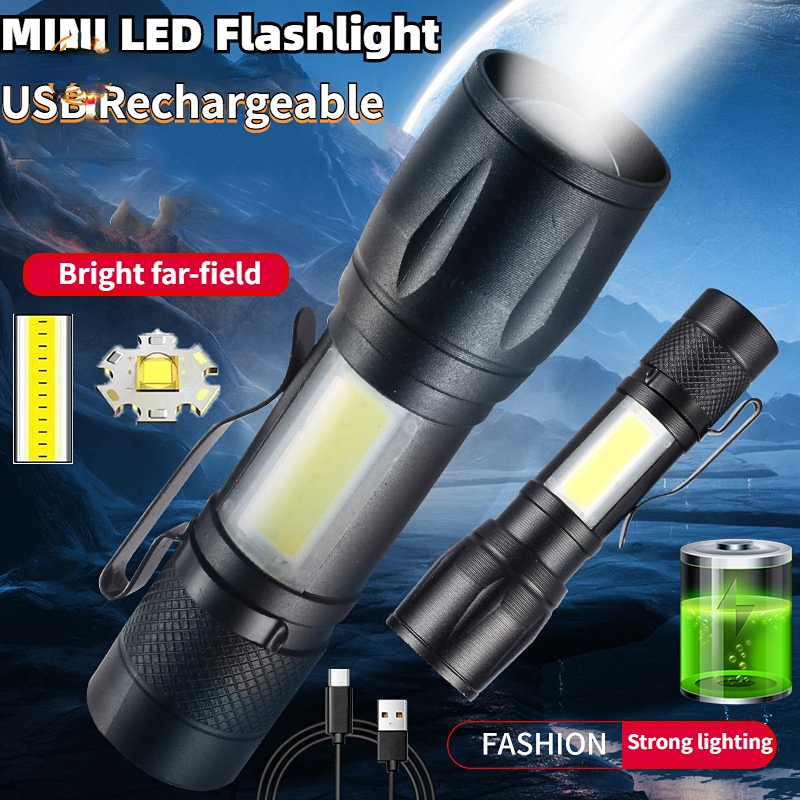 

1pc High Power Rechargeable Led Flashlight, Mini Zoom Torch, Outdoor Camping Strong Lamp Lantern, Waterproof Tactical Flashlight