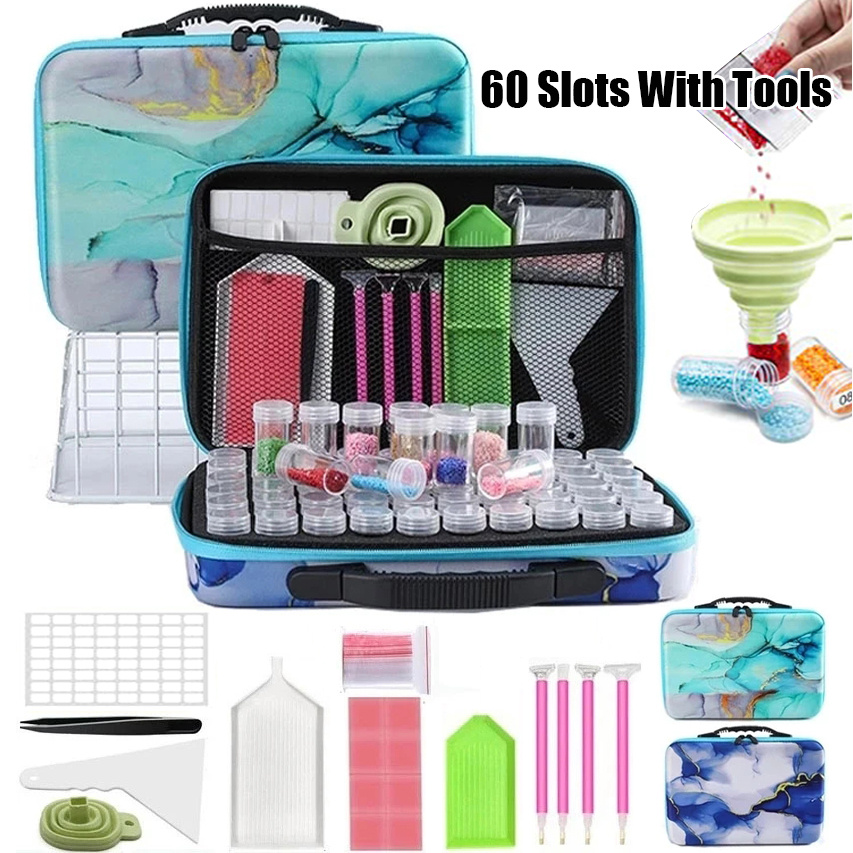 60 Slots Diamond Painting Storage Container,Accessory Kit with Tools