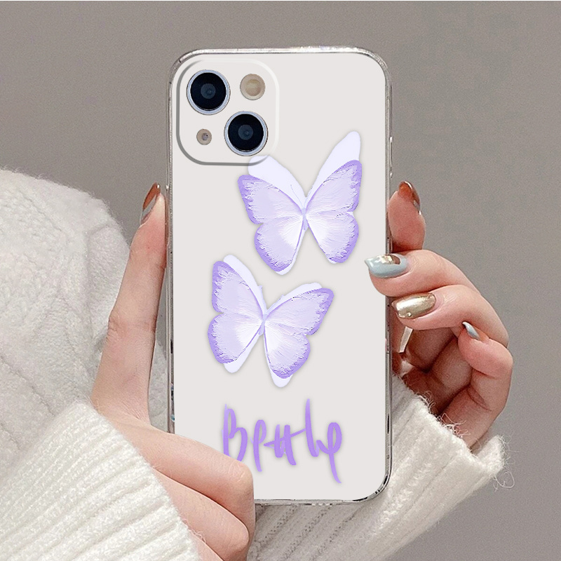 purple butterflies graphic print clear phone case Temu United