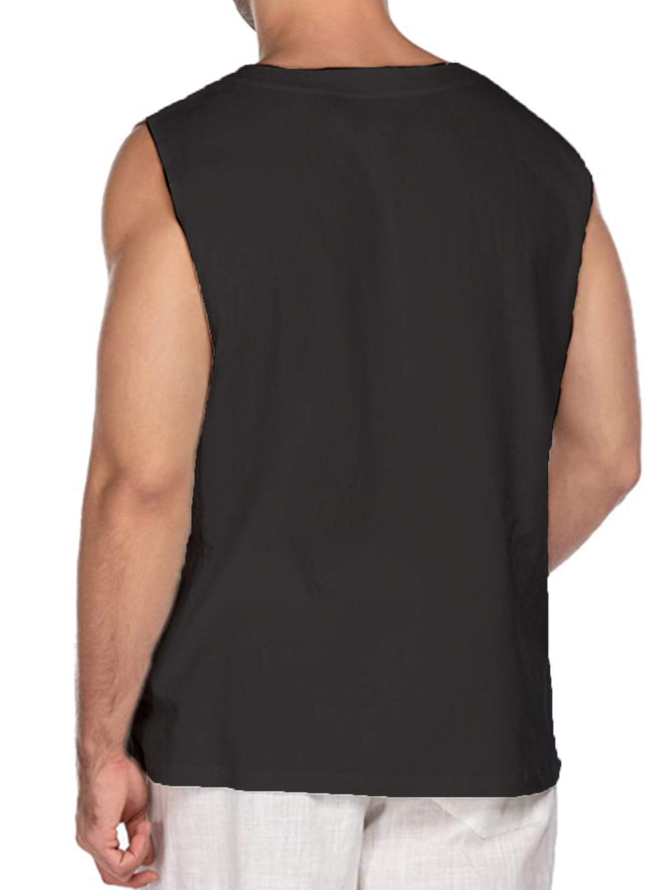 Camiseta Sin Mangas Suelta Elástica Color Sólido Negro - Temu