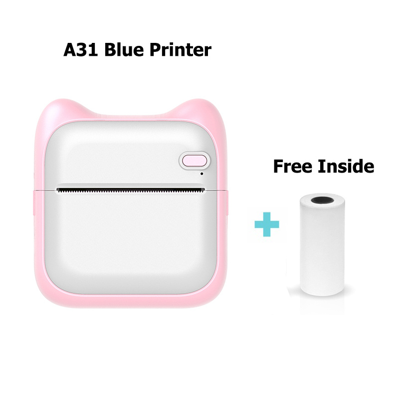 A31 Bluetooth Handheld Portable Self-adhesive Thermal Printer, Color:  Blue+5 Rolls Printer Paper