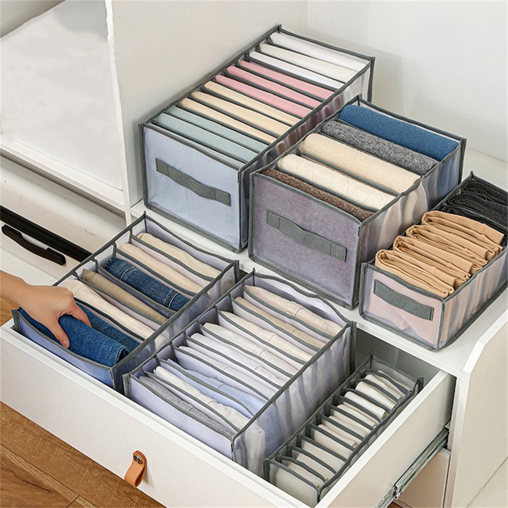 Clothes Separator Clothing Storage Box 6/7/9 Grids Cabinet Drawer Home