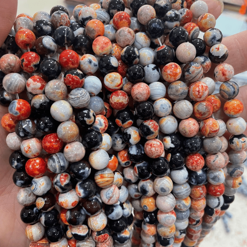 

Orange Dream Fire Dragon Veins Agates Round Loose Beads 15'' Strand 6/810mm Diy Handmade Bracelet For Jewelry Making