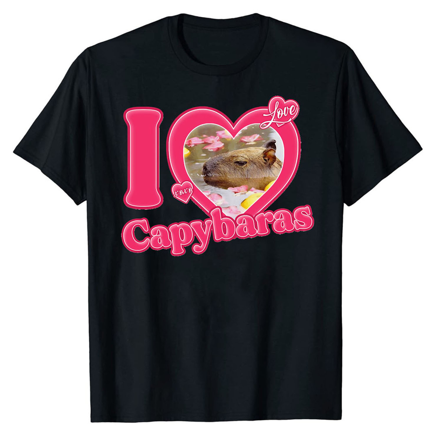 

i Love Capybaras" Men's Casual Short Sleeve Crew Neck T-shirt Men's Tee Outfits Summer Clothing