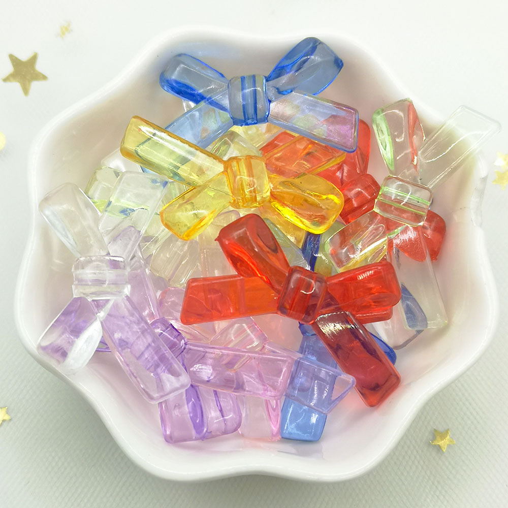 TEMU 2D Flach, 20 Stück/Packung 2,1*3,5 cm Schleifenform Acrylperlen Klare Schleifen Flachrücken Strasssteine für Schmuckherstellung Handgemachte DIY