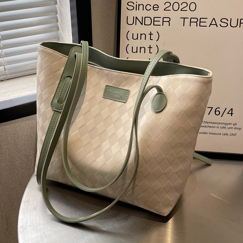 Minimalist Rhombus Pattern Tot Bag, Large Capacity Simple Shoulder Bag,  Women's Bag With Fixed Straps - Temu Bahrain