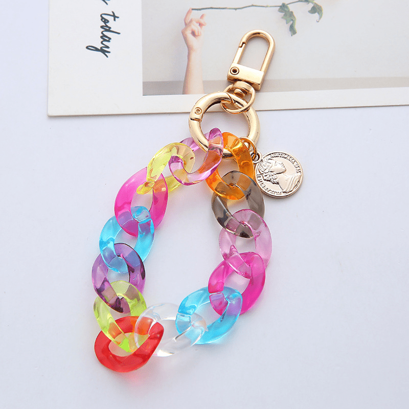 Handmade Heart Keychain Acrylic Plastic Link Chain Key Ring - Temu