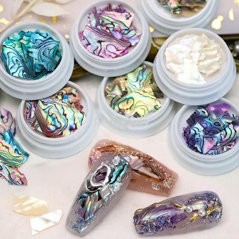 

Colorful 3d Mermaid Flakes Nail Art Decoration - Irregular Shell Slices, Holographic Glitter Sequins, Iridescent Decals - 1 Box