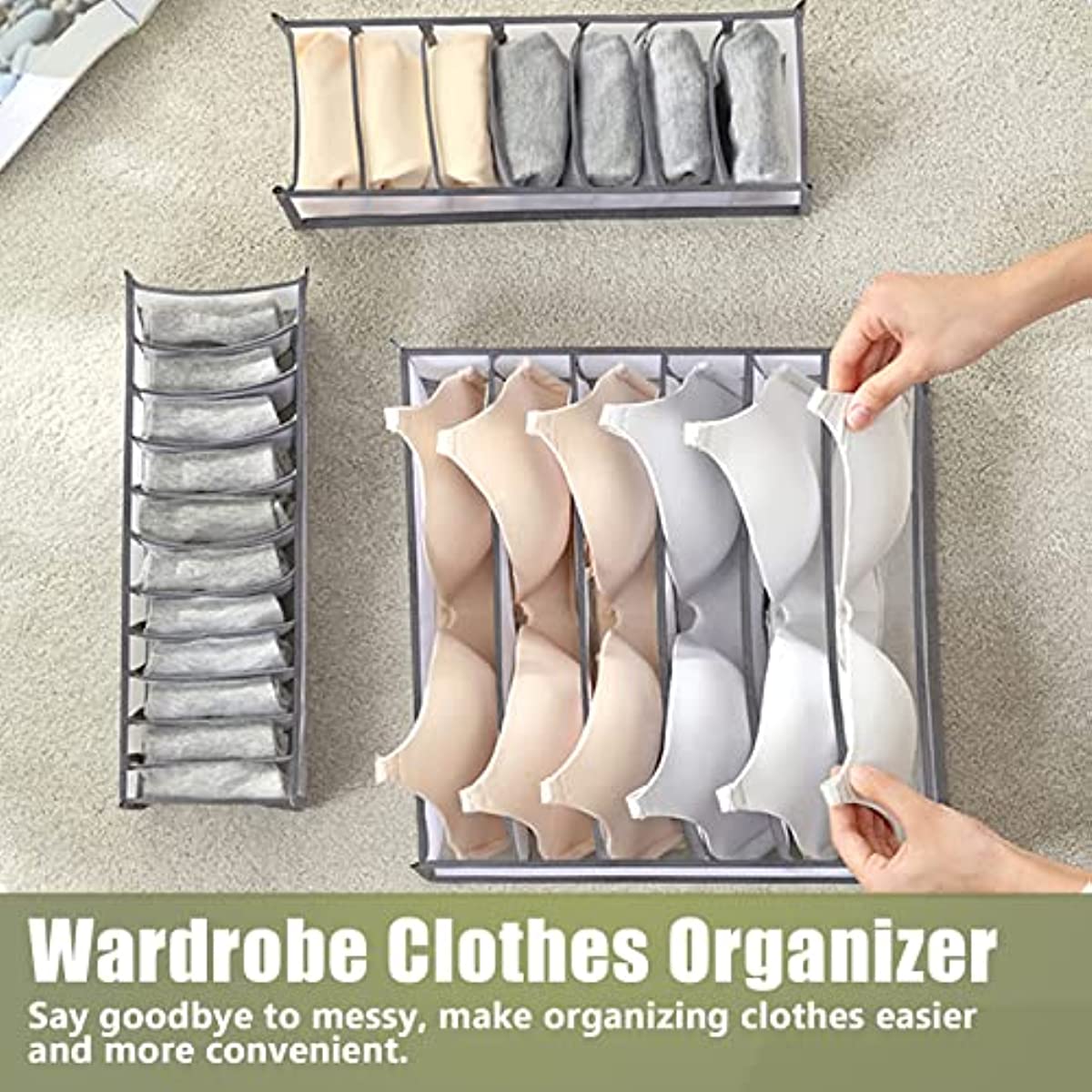 1pc Bra Drawer Organizers, 6 Grids Underwear Wardrobe Organizers Divider,  Lingerie Storage Bins, Closet Organizers And Storage Boxes, Foldable Closet