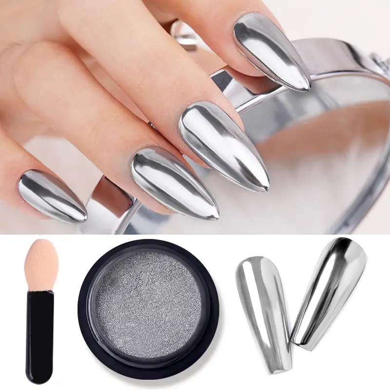 Iridescent Chrome Nail Powder With Mirror Effect And - Temu