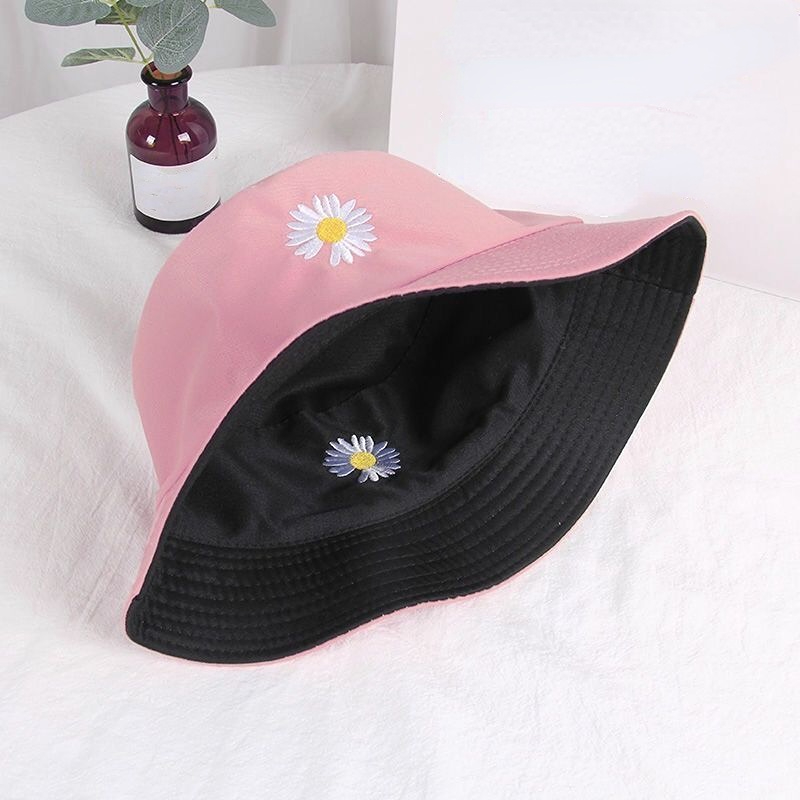 Reversible Cotton Bucket Hat Double Sided Outdoor Hat 