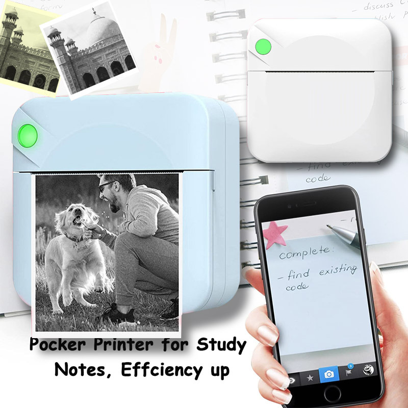 mini printer portable wireless thermal photo for ios android mobile phone inkless printing gift study notes label receipt