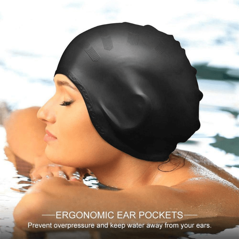 

Waterproof Swimming Cap For Men And Women - High Elasticity, Ears Protection, And Long Hair Coverage - Large Silicone Diving Cap
