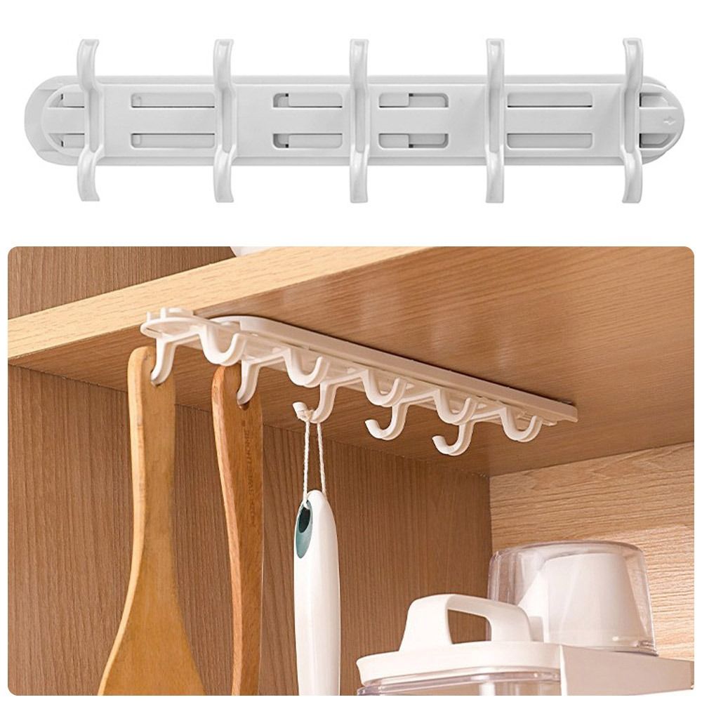 1pc Iron Cabinet Traceless Hook Six Hooks Storage Hanger Multi-Row Hook  Punch-free Traceless Hook For Wardrobe Kitchen Cabinet