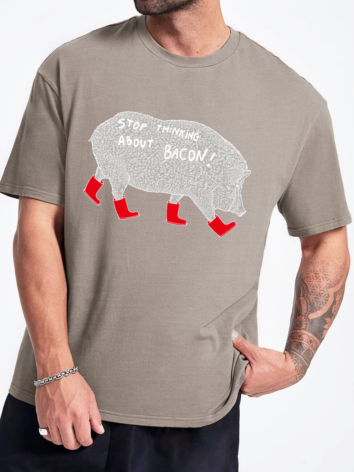 Men's Cute Animal Pig Letter 