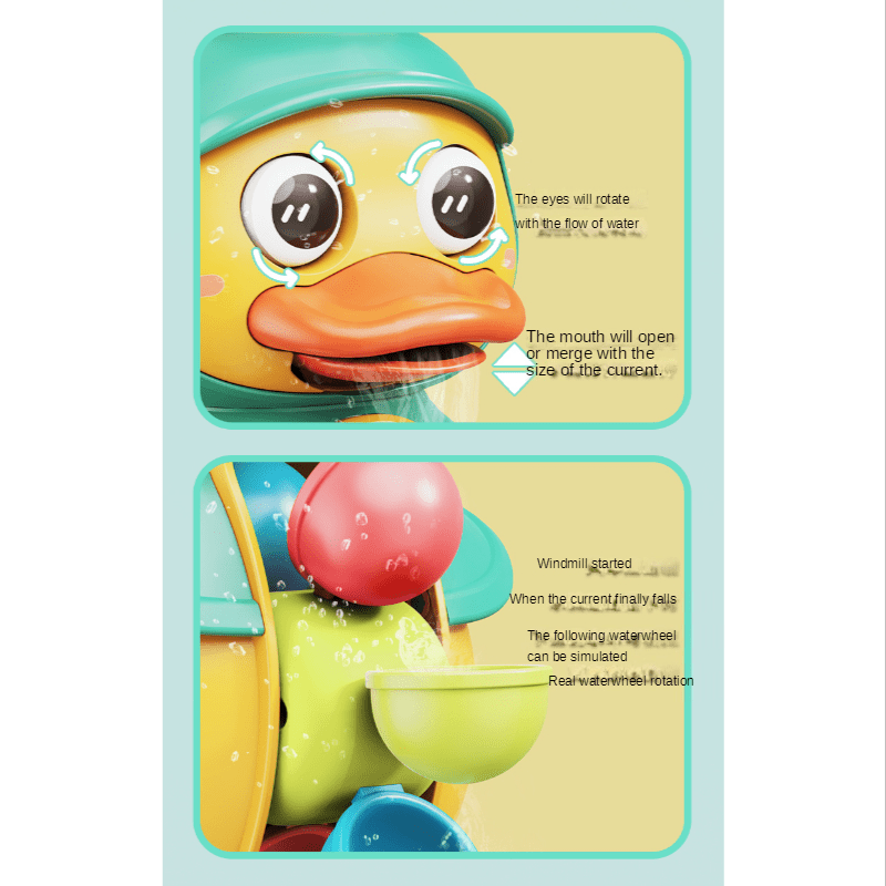 Bath Bathtub Toys for Toddlers 1 2 3 Years Old, Duck Bathtub Toys with  Rotatable Waterwheel/Eyes