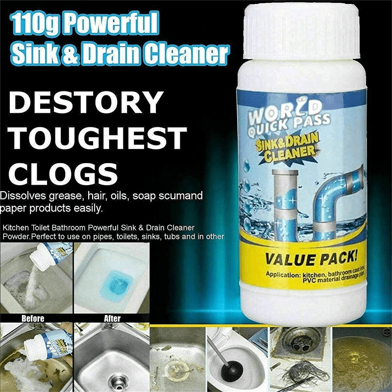  2 Pcs Pipe Dredge, Bubble Bombs Drain Cleaner, Powerful Sink  and Drain Cleaner Magic Bubble Bombs Fast Foaming Pipe Cleaner Powder Dredge  Agent for Kitchen Toilet Pipeline Quick Cleaning Tool 