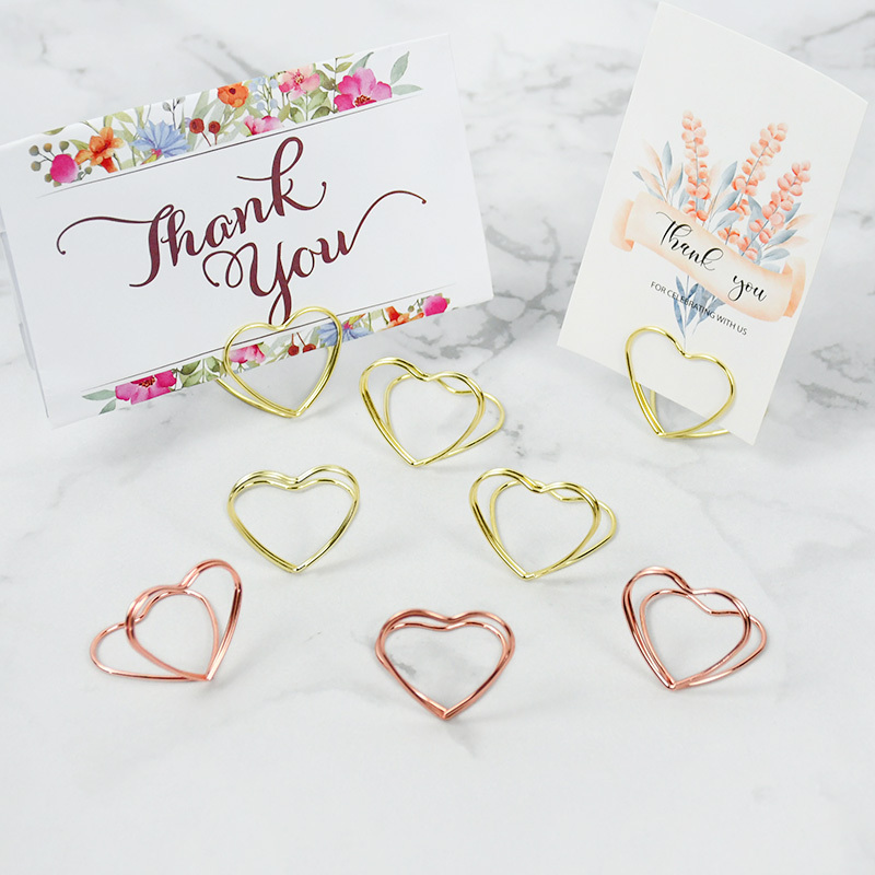 Double Heart Metal Memo Holder for Wedding Card Display