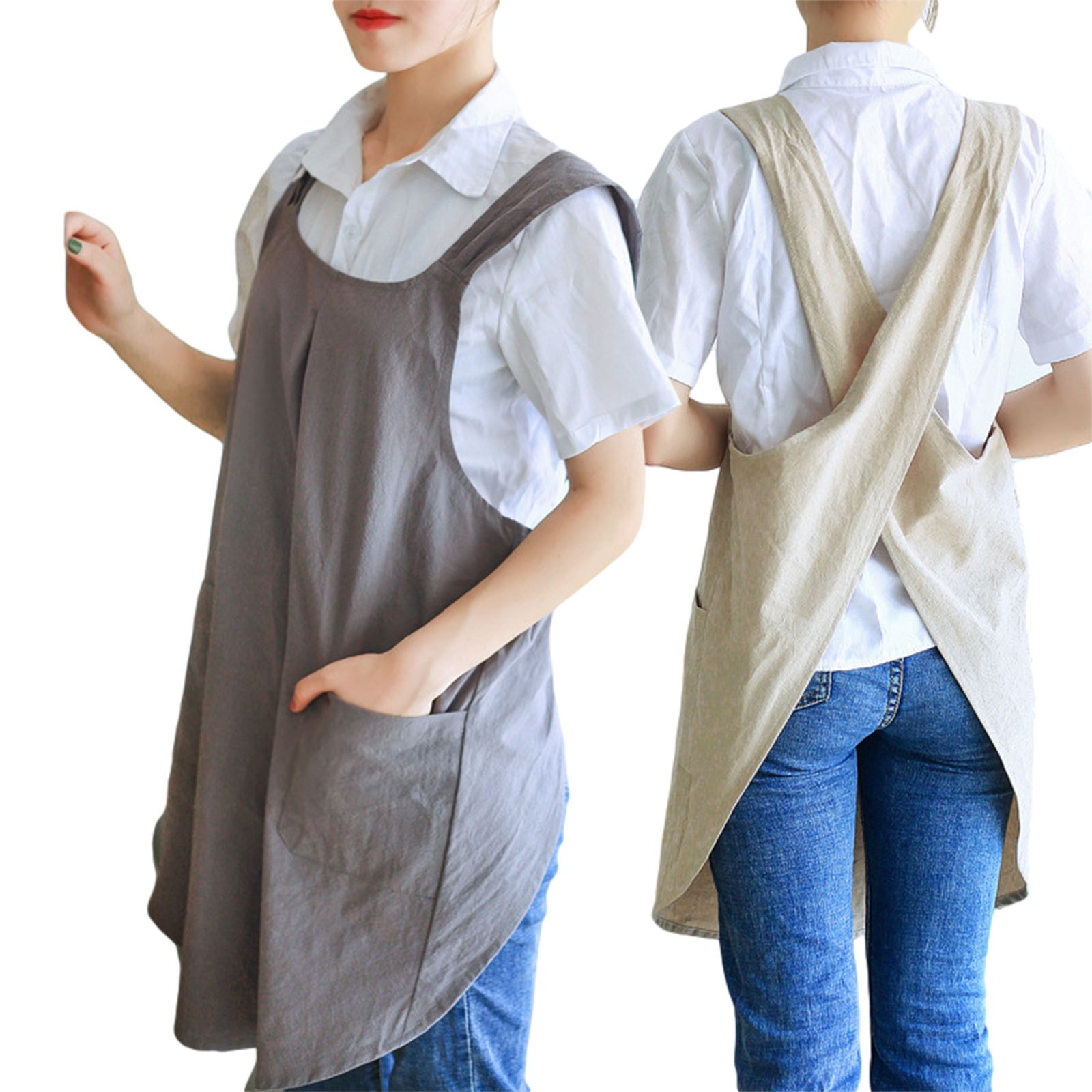 Polyester Apron X back Aprons Pockets Halter Apron Chef Temu