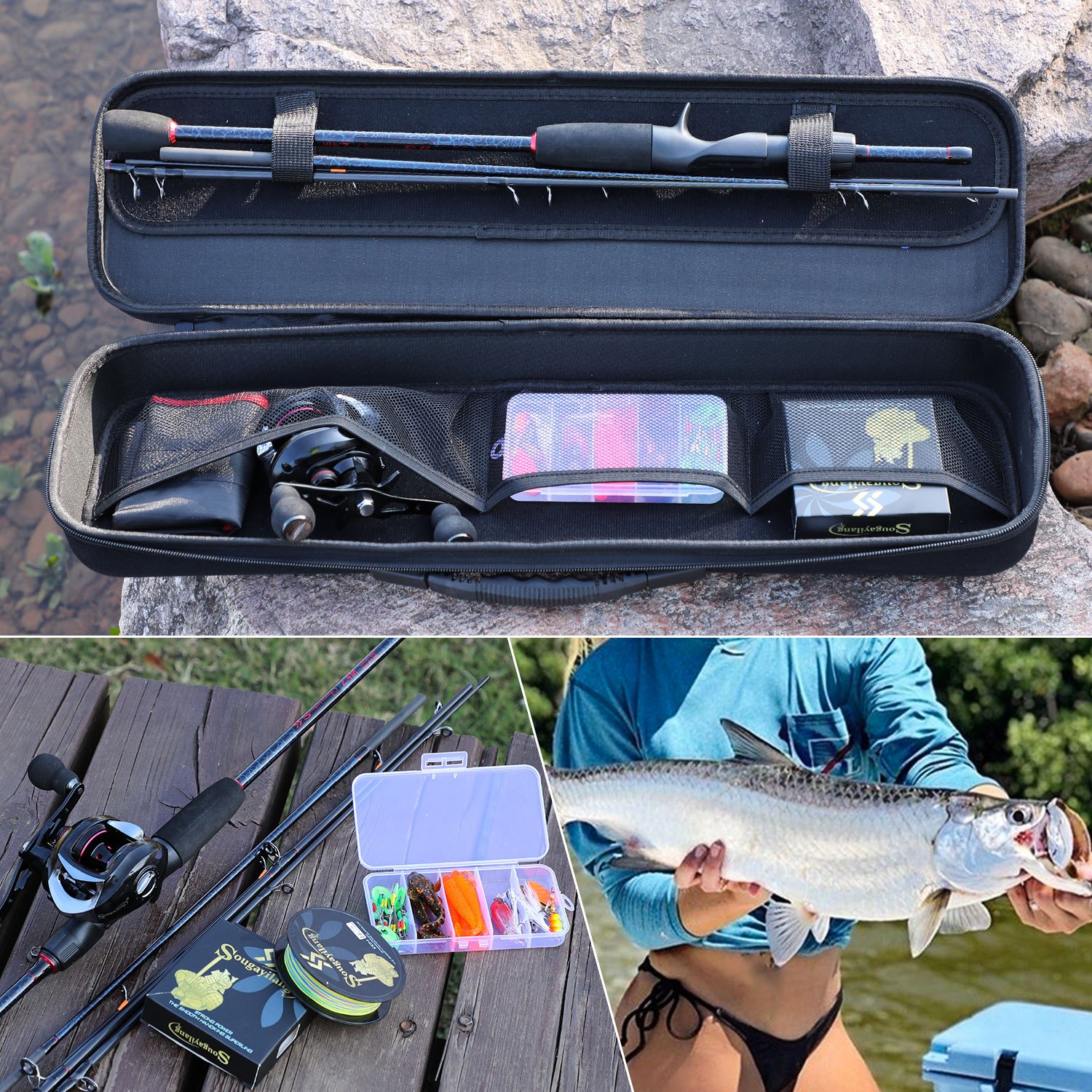 Sougayilang Fishing Rod Reel Combo，Carbon Fiber Protable Spinning Fish –  EveryMarket