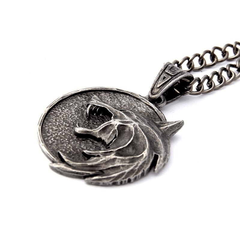 Men's Wizard Wolf Head Pendant Necklace