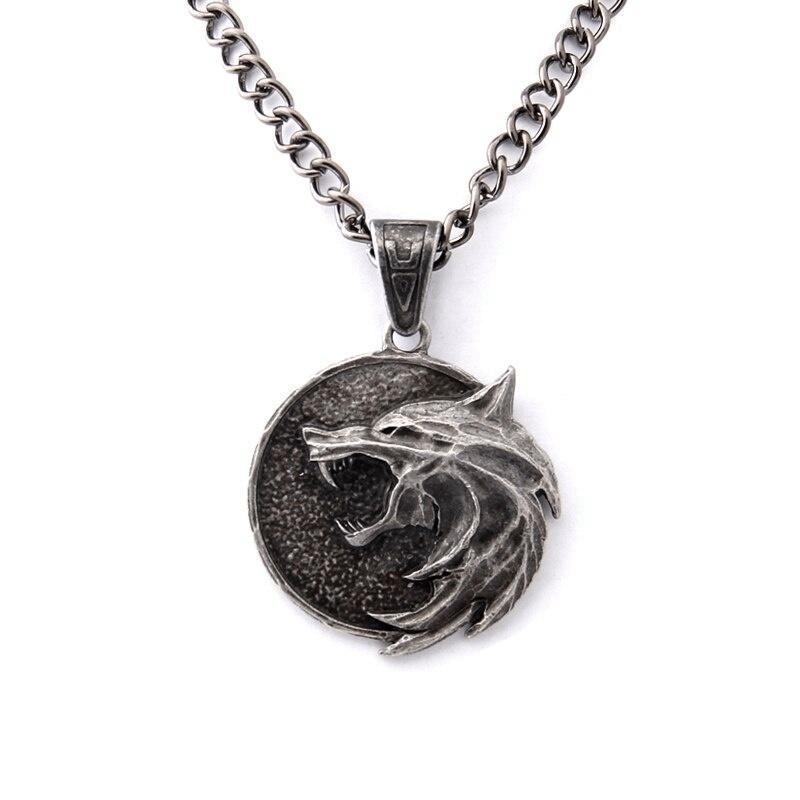 Men's Wizard Wolf Head Pendant Necklace