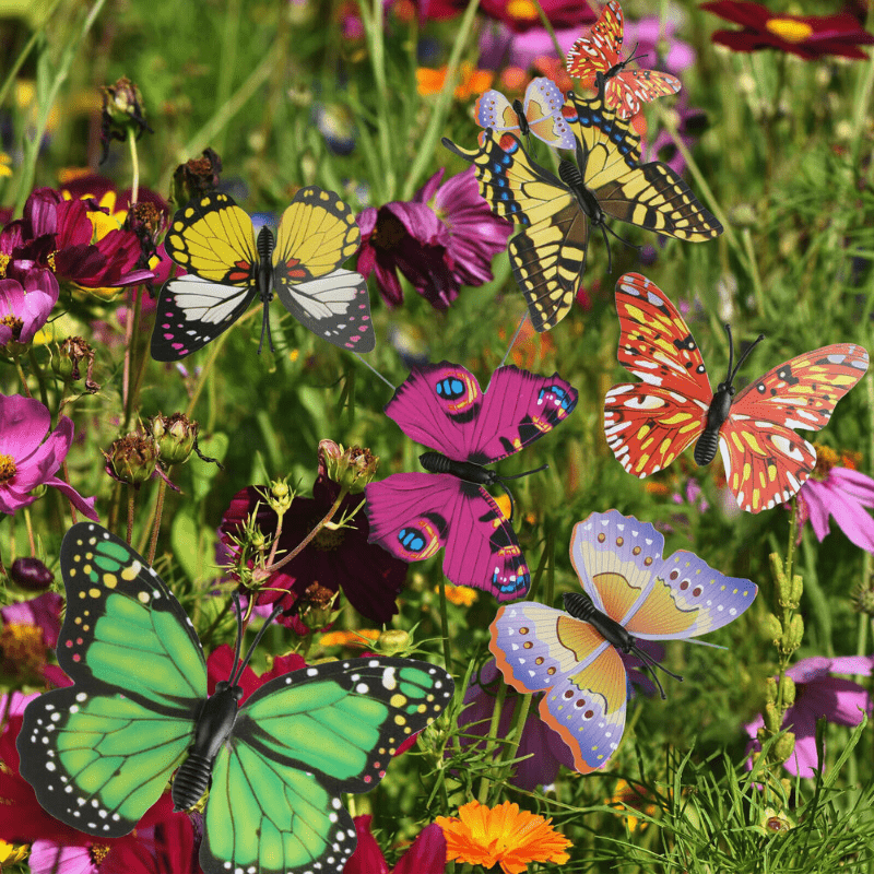 50 estacas de mariposas, estacas de mariposas impermeables