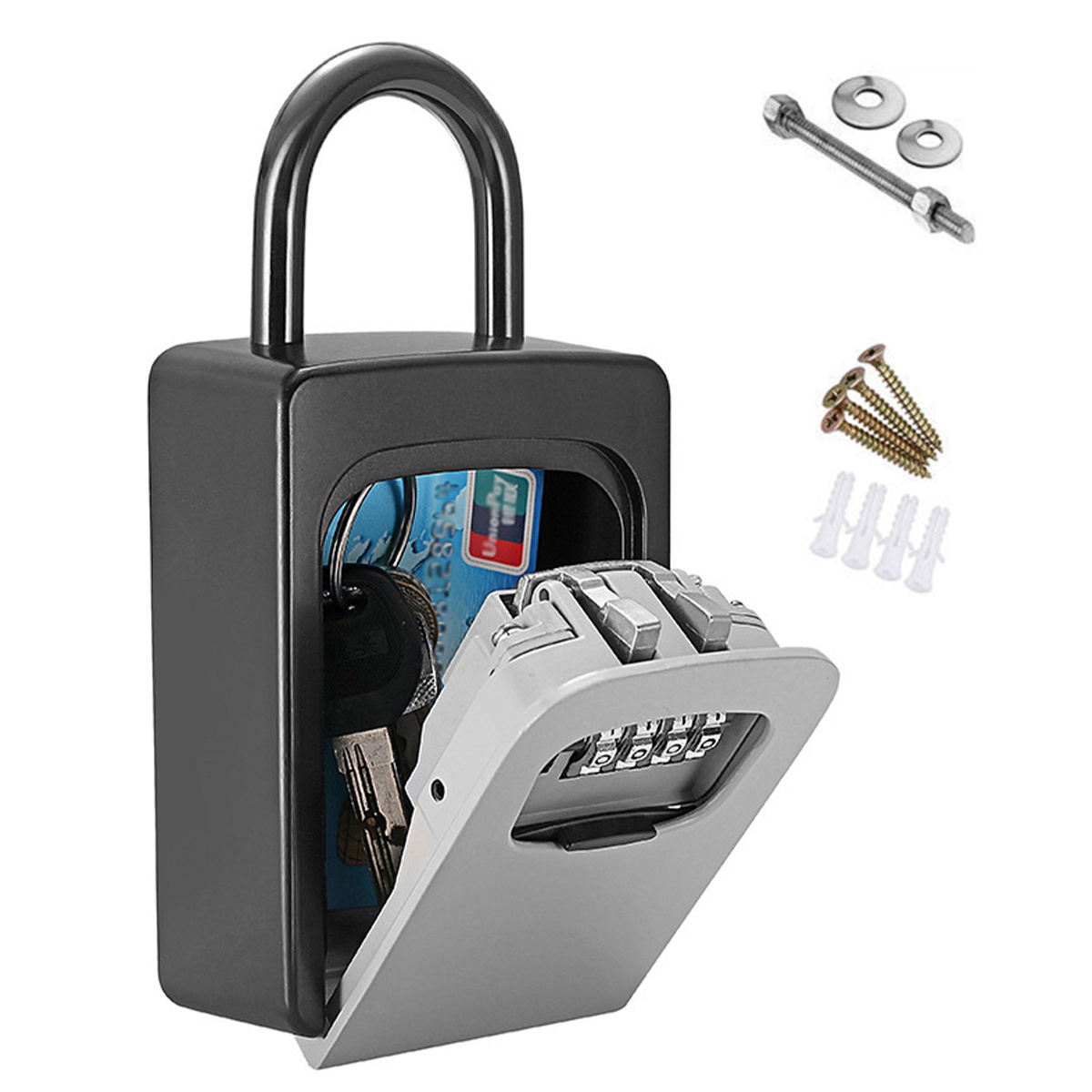  Fayleeko - Caja de bloqueo de llaves para pared, caja de  seguridad de 4 dígitos para exteriores, llaves de casa, capacidad de 5  llaves, caja de seguridad segura para llaves para