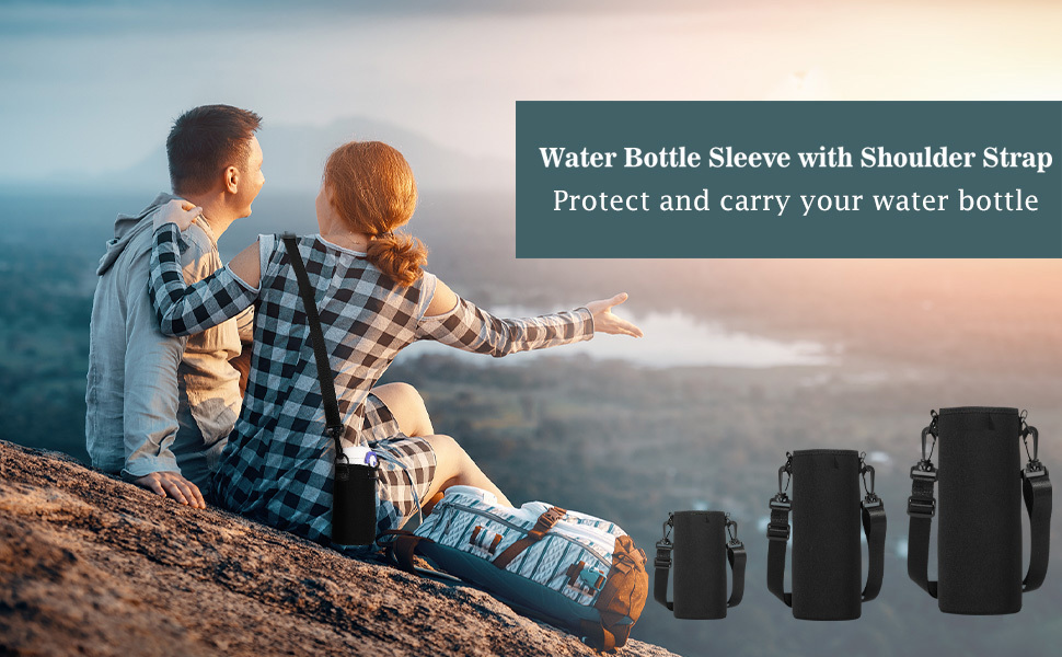 MEDIUM Water Bottle Carrier Neoprene Holder with Adjustable Padded Shoulder  Strap - 16-22oz, Height 7 Diameter 3 Strap 55