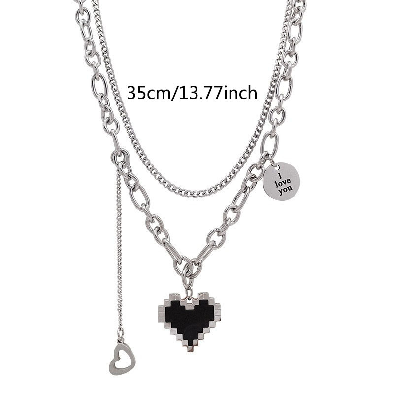 Heart-Shaped Punk Pendant Necklace - Image 4