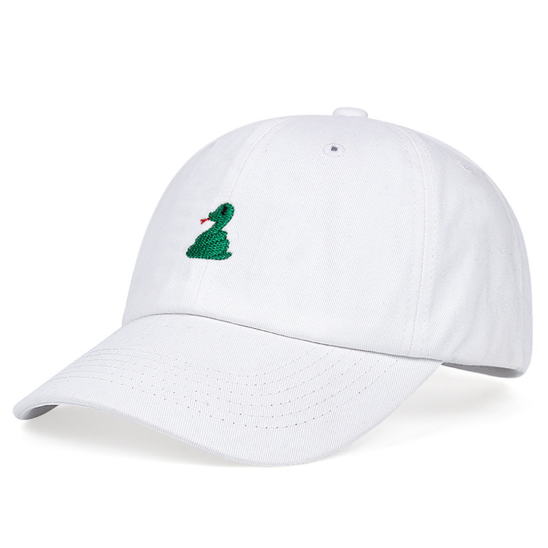 Green Snake Embroidery Baseball Cap Adjustable Casual Dad Hat Sunscreen