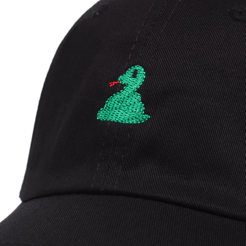 Green Snake Embroidery Baseball Cap Adjustable Casual Dad Hat Sunscreen