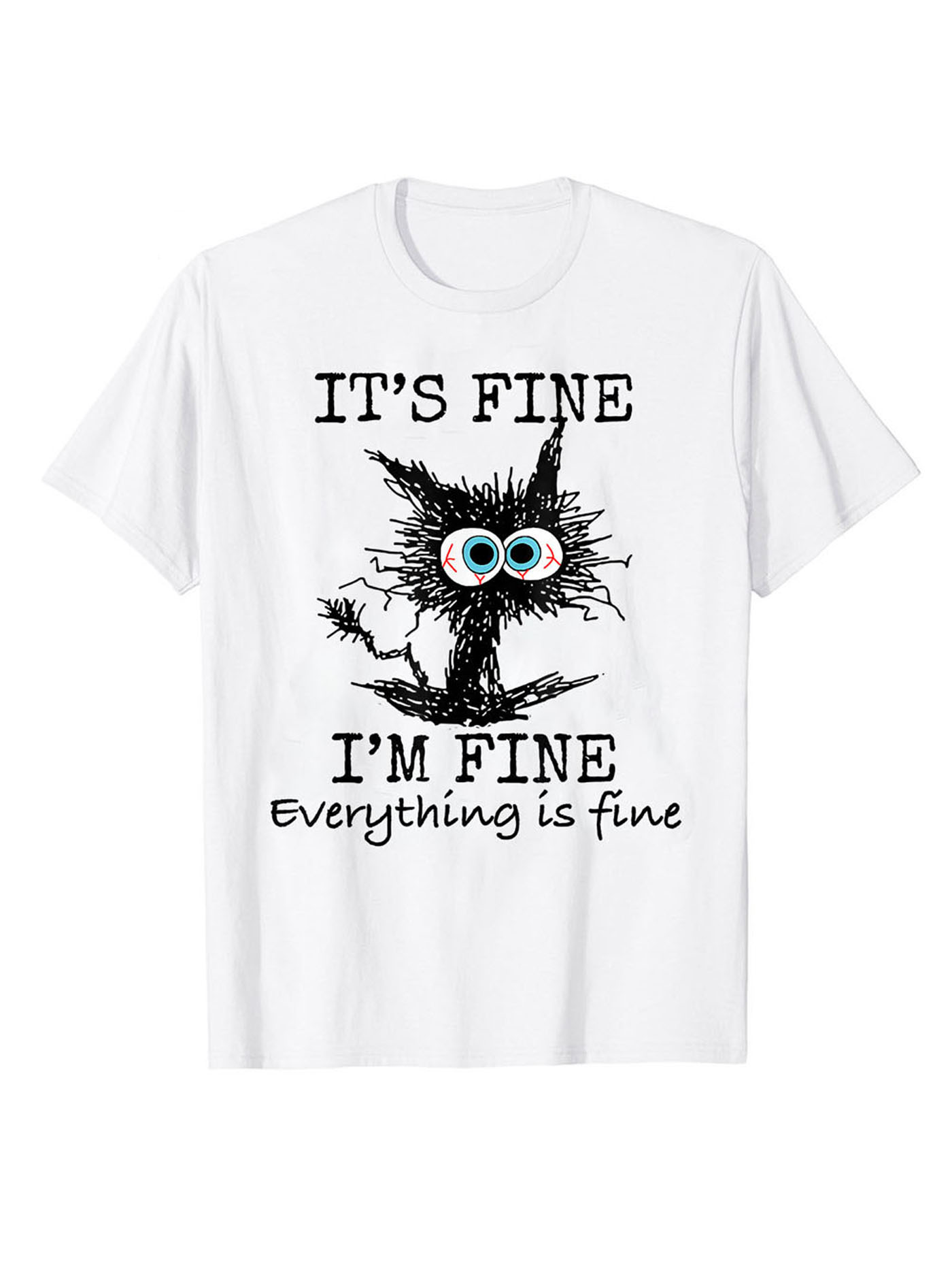 Its Fine I'm Fine Everything Is Fine' Camisetas de gato com gola redonda,  camisetas casuais, tops de mangas curtas, roupas da moda masculina para o  verão - Temu Portugal