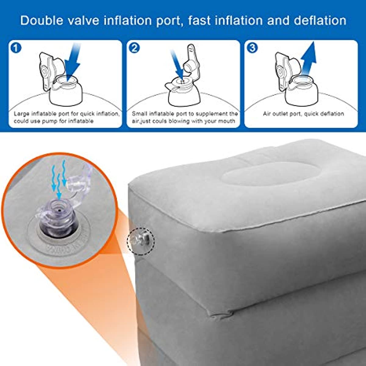 Inflatable leg cushion with pump