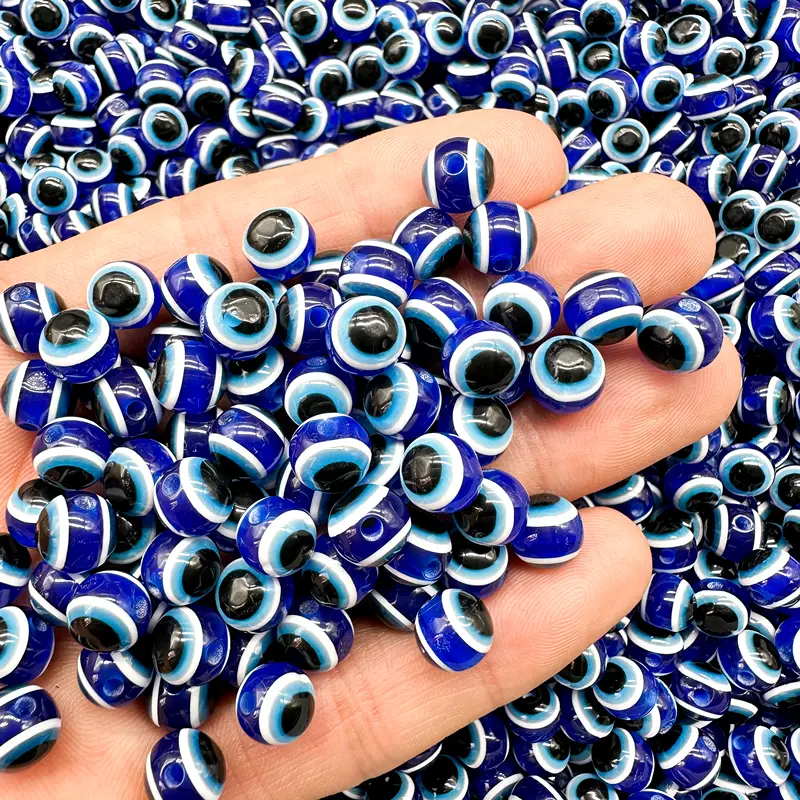 6mm/8mm/10mm/12mm Royal Blue Resin Beads Evil Eye Round Eyeball Beads  Devil's Beads For Making DIY Jewelry Bracelet Necklace Beading Accessories