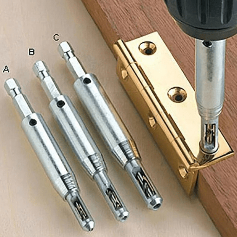 

3pcs Self-centering Hinge Drill Bit Set: High-speed Steel For Quick & Precise Woodworking!