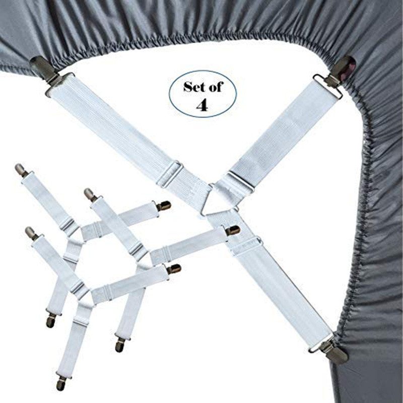 4Pcs Bed Sheet Elastic Grippers Belt Fastener Bed Sheet Clips