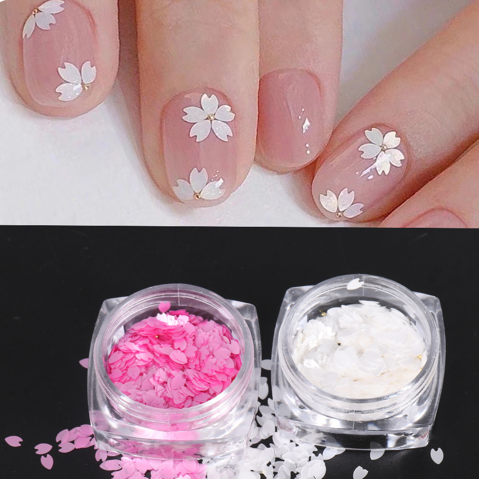 Pink Cherry Blossom for Spring Gel Nail Art on Fake Nails 