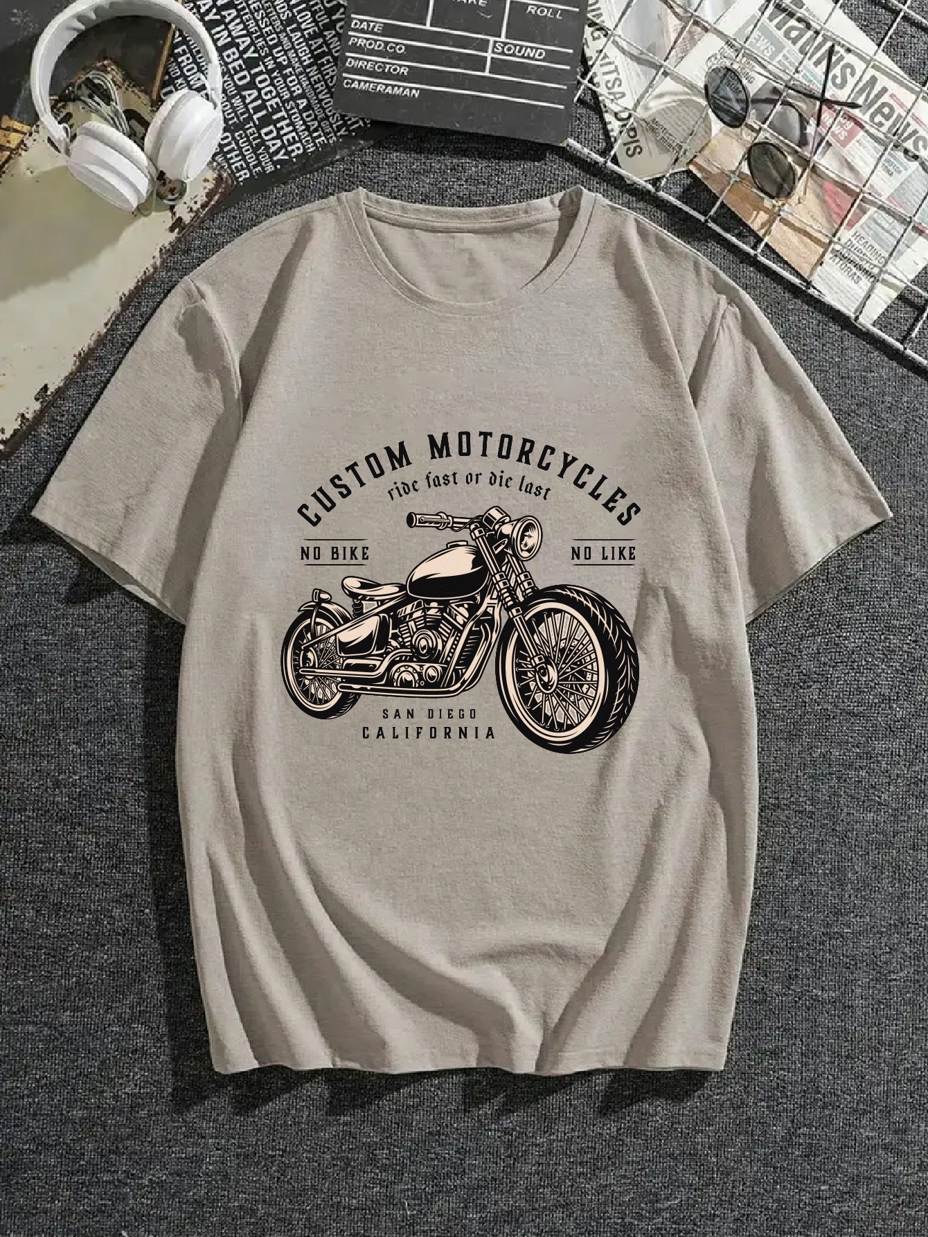 Plus Size Men s Motorcycle Print T shirt Summer Oversized Temu