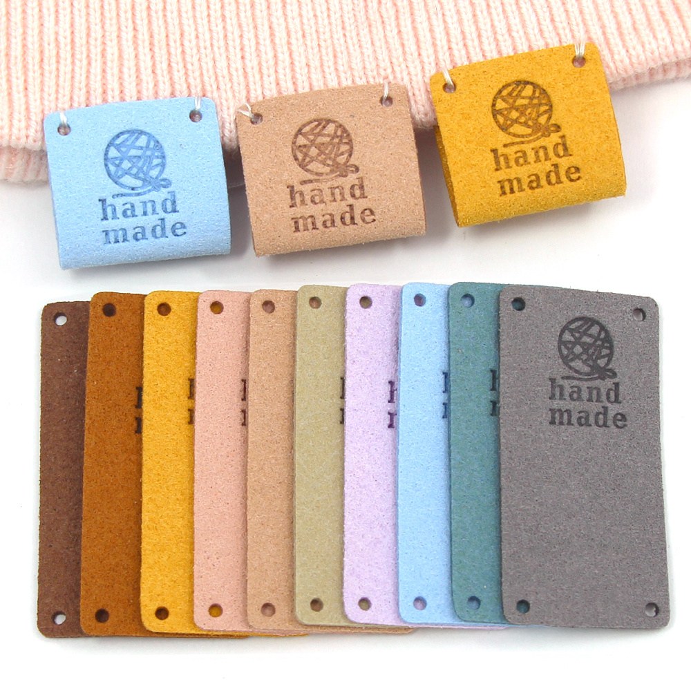 50pcs Handmade PU Leather Labels For Clothes Bags DIY Sewing Tags