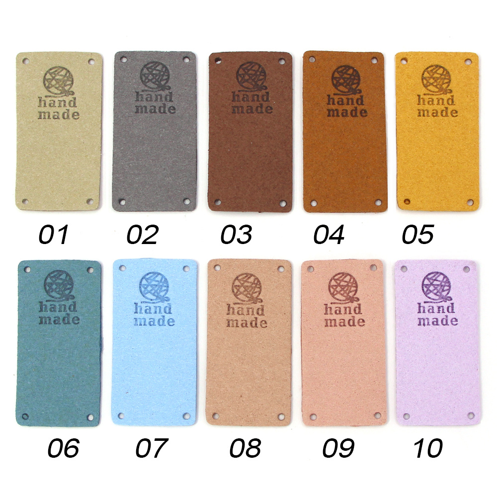 24Pcs PU Leather Labels Tags Made With Love Handmade Clothing Bags Sewing  DIY