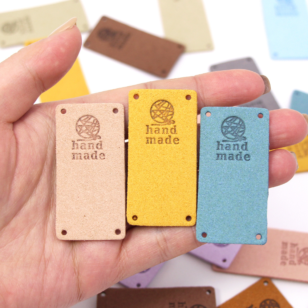 Heart Handmade Label Leaves Tags For Clothes Square PU Leather Tags For  Handmade DIY Hats Bags