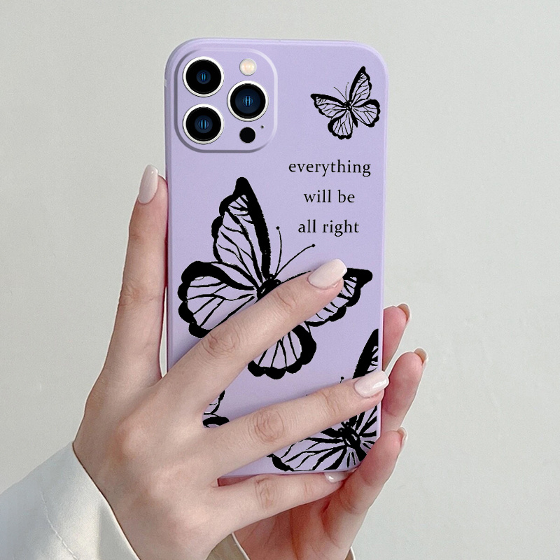 Butterfly Everything Will Be All Alright Graphic Design Phone Case For IPhone 14 13 12 11 XS XR X 7 Plus Pro Max Mini For Gifts