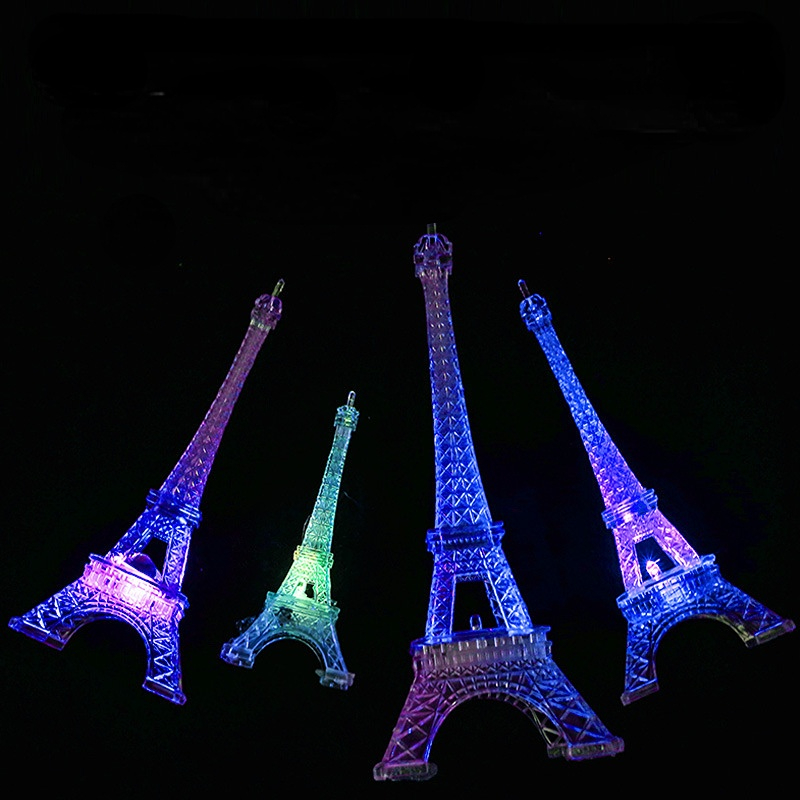 Colorful Eiffel Tower Nightlight Desk Bedroom Decoration LED Lamp Paris Fashion Style Acrylic 10 inch Birthday Gift