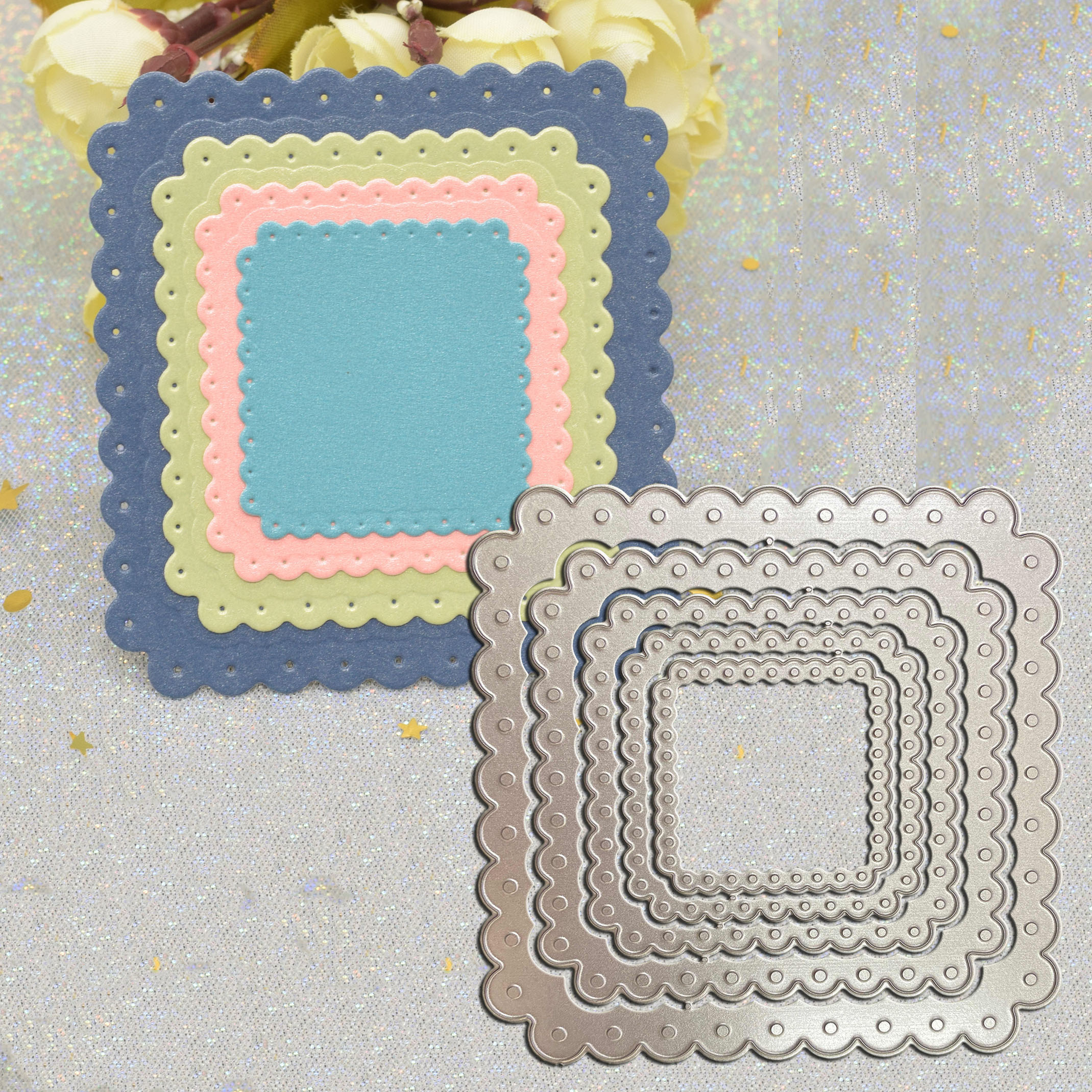 

Make Beautiful Cards With Square Dies Background Frame Metal Cutting Dies!