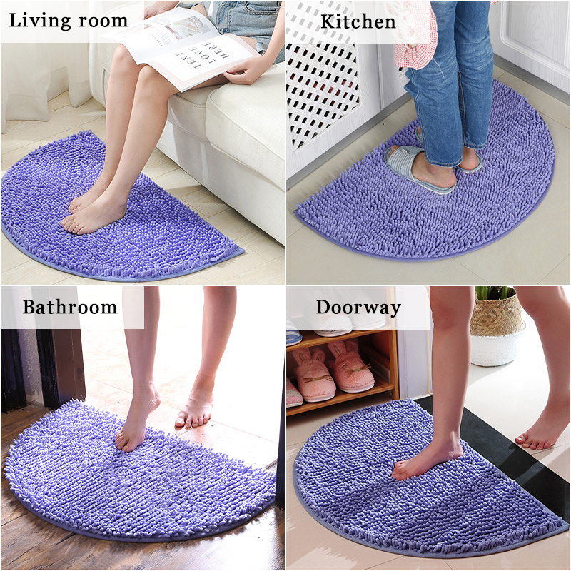 Bathroom Rugs Mat Non Slip Chenille Long Grey Bath Runner Rugs with Rubber  Backing, Fluffy Soft, Ultra Absorbent and Machine Washable Bath Rugs for