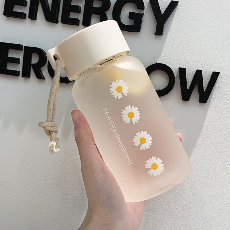 Flower Pattern Water Bottle Simple Transparent Plastic - Temu