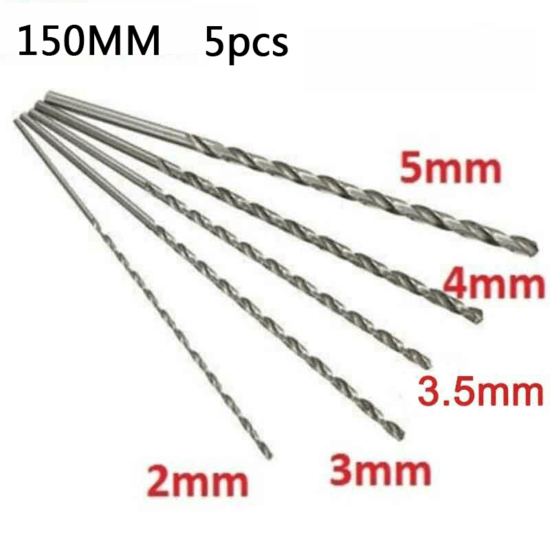 

5pcs Hss High Speed Steel Extra Long Drill Bits Set - Perfect For Woodworking Hole Opener (2mm, 3mm, 3.5mm, 4mm, 5mm Hex Shank)