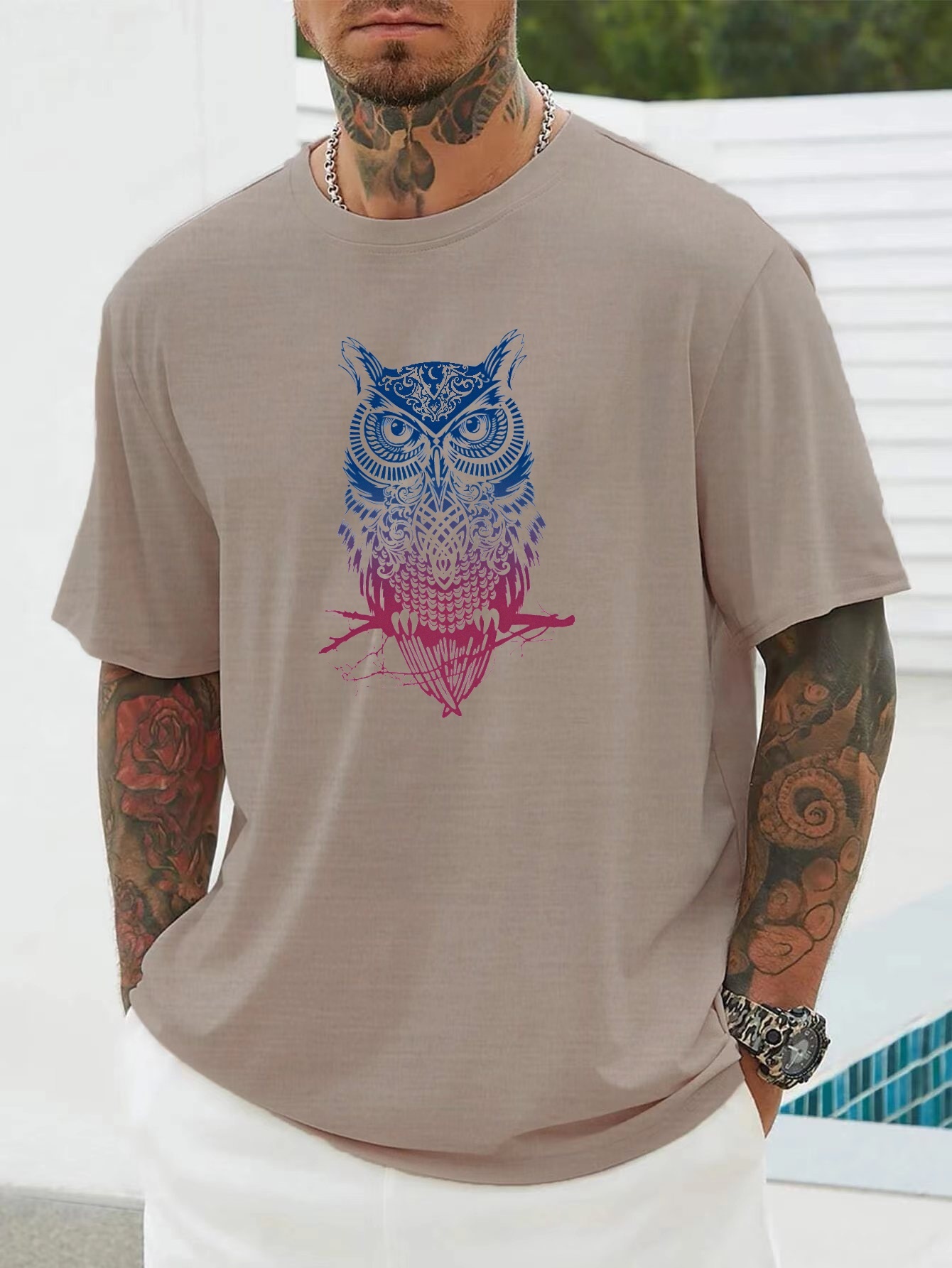 Owl T-Shirt Breathable Cotton Long Sleeves for Men Crew Neck Tees, Black,  Small : : Clothing, Shoes & Accessories