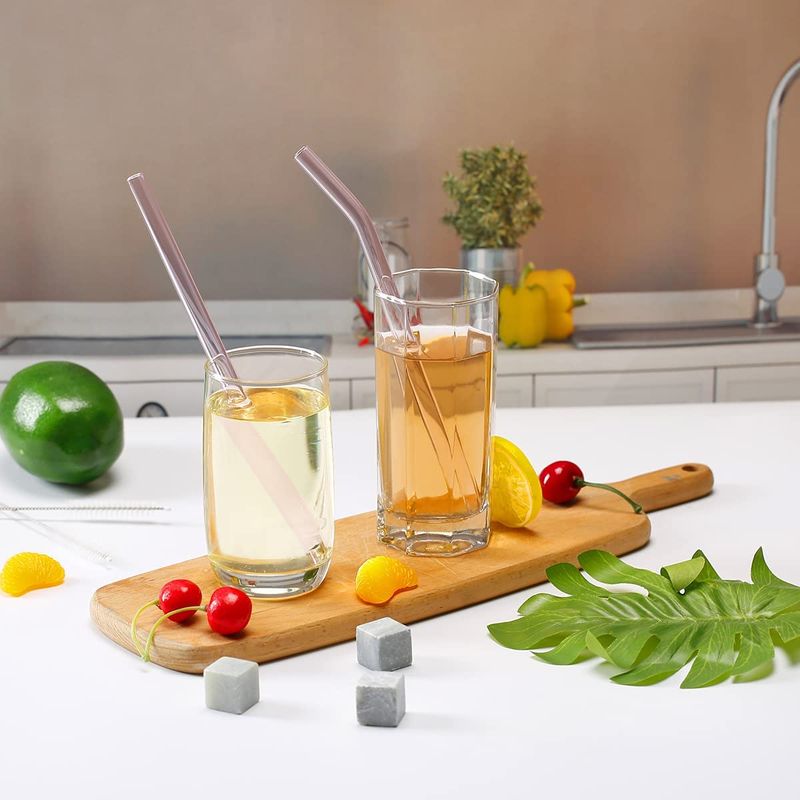 Long Reusable Straws Drinking Glass Heat-Resistant Cocktail Water